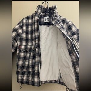 BDG Black & White Plaid Quilted Shirt Jacket